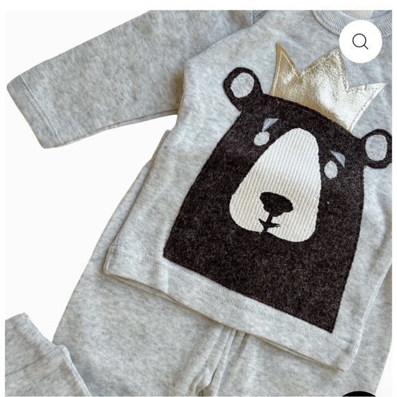 Gray Bear Appliqué Top and Pants Set boutique brand Oh Baby! Great shower gift - Picture 3 of 5